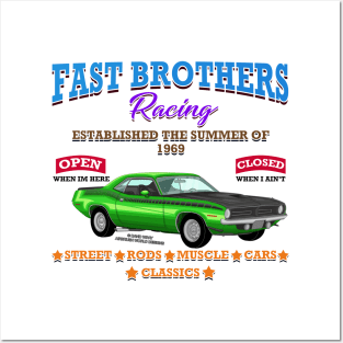 Fast Brothers Racing Muscle Car Garage Novelty Gift Posters and Art